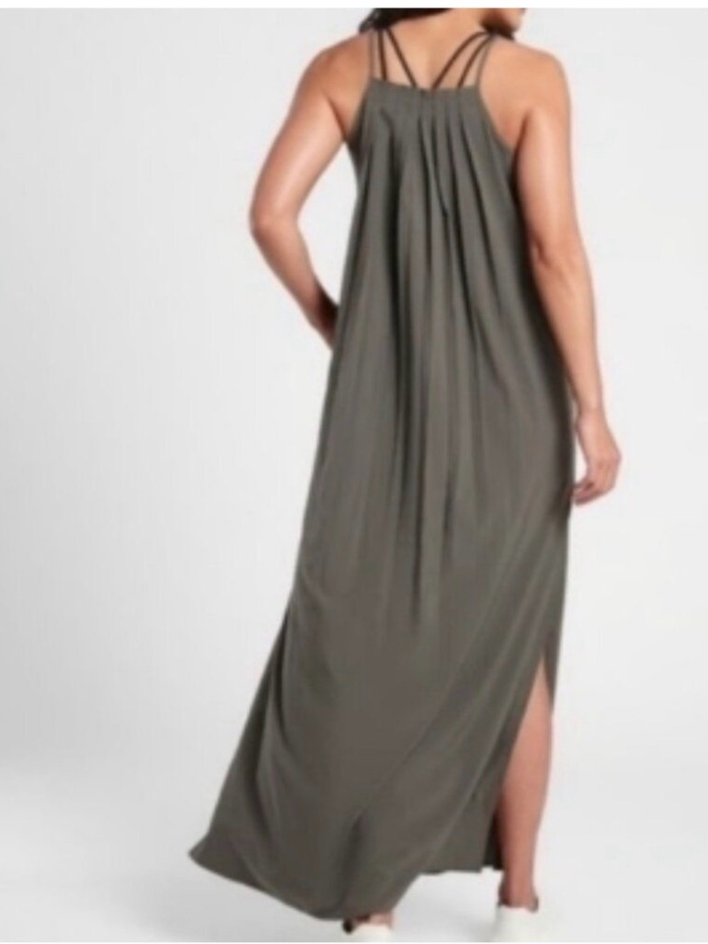 Athleta Olive Maxi Tank Dress with High Side Slits - Picture 2 of 4